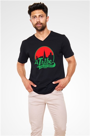 A Tribe Called Quest Baskılı Unisex Siyah V Yaka Tişört - Tshirt