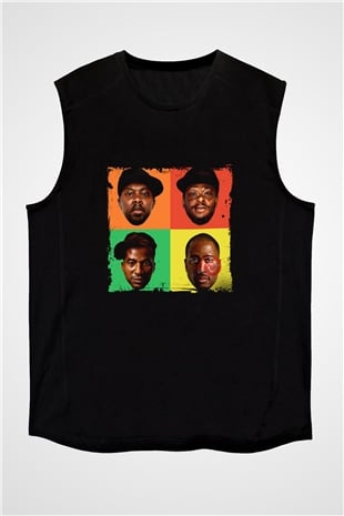 A Tribe Called Quest Baskılı Unisex Siyah Kolsuz Tişört