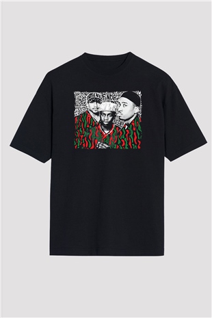 A Tribe Called Quest Baskılı Unisex Siyah Oversize Tişört - Tshirt