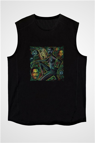 A Tribe Called Quest Baskılı Unisex Siyah Kolsuz Tişört