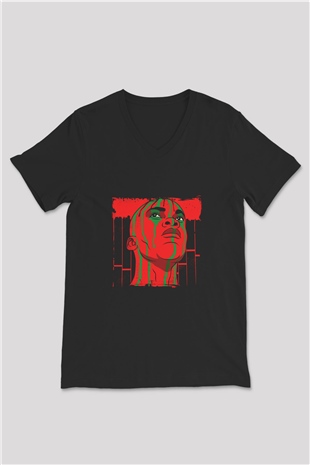 A Tribe Called Quest Baskılı Unisex Siyah V Yaka Tişört