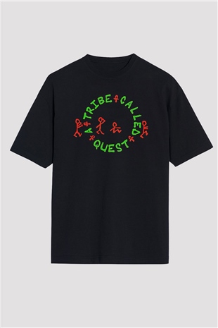 A Tribe Called Quest Baskılı Unisex Siyah Oversize Tişört - Tshirt