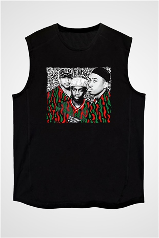 A Tribe Called Quest Baskılı Unisex Siyah Kolsuz Tişört - Tshirt