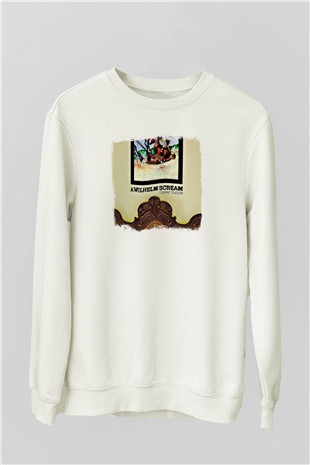 A Wilhelm Scream Baskılı Unisex Beyaz Sweatshirt