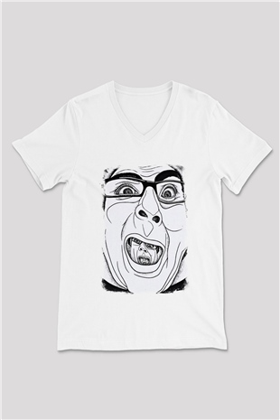 A Wilhelm Scream Baskılı Unisex Beyaz V Yaka Tişört