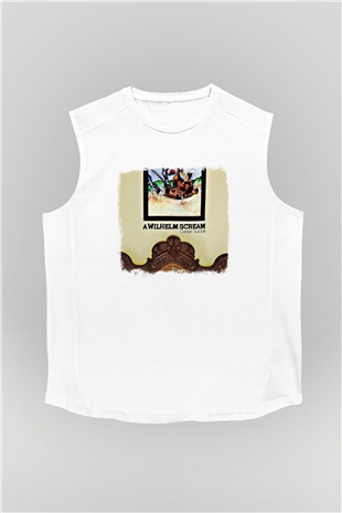 A Wilhelm Scream Baskılı Unisex Beyaz Kolsuz Tişört