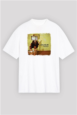 A Wilhelm Scream Baskılı Unisex Beyaz Oversize Tişört