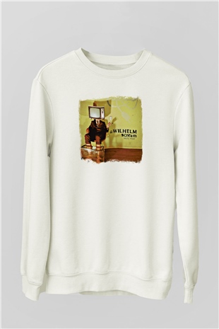 A Wilhelm Scream Baskılı Unisex Beyaz Sweatshirt