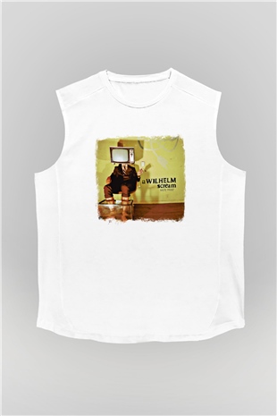 A Wilhelm Scream Baskılı Unisex Beyaz Kolsuz Tişört