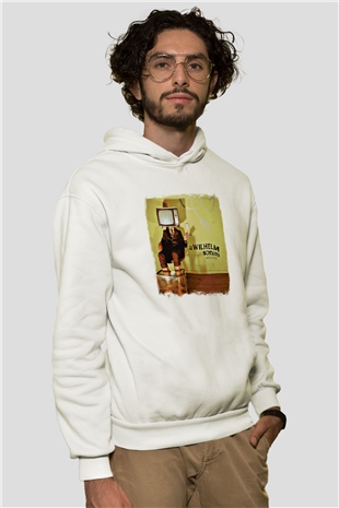 A Wilhelm Scream Baskılı Unisex Beyaz Hoodie