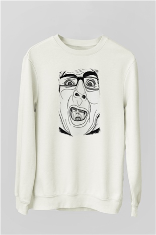 A Wilhelm Scream Baskılı Unisex Beyaz Sweatshirt