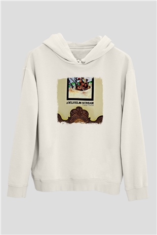 A Wilhelm Scream Baskılı Unisex Beyaz Hoodie