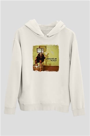 A Wilhelm Scream Baskılı Unisex Beyaz Hoodie