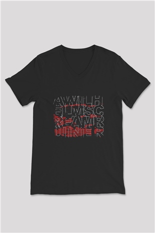 A Wilhelm Scream Baskılı Unisex Siyah V Yaka Tişört