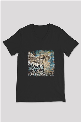 A Wilhelm Scream Baskılı Unisex Siyah V Yaka Tişört