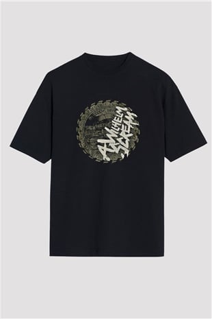 A Wilhelm Scream Baskılı Unisex Siyah Oversize Tişört