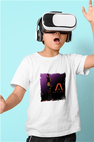 Aaliyah Baskılı Unisex Beyaz Çocuk Tişört