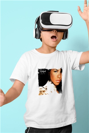 Aaliyah Baskılı Unisex Beyaz Çocuk Tişört