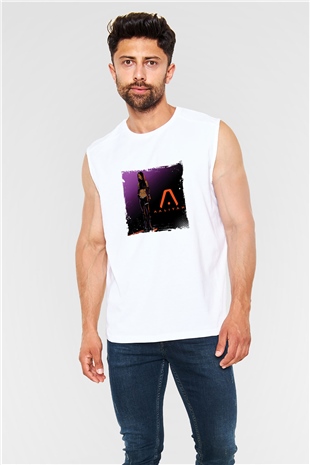 Aaliyah Baskılı Unisex Beyaz Kolsuz Tişört
