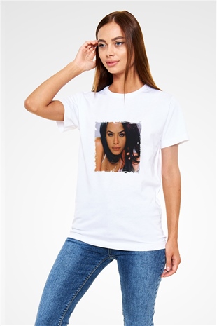 Aaliyah Baskılı Unisex Beyaz Tişört
