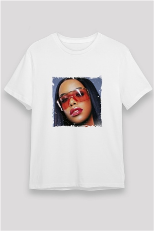 Aaliyah Baskılı Unisex Beyaz Tişört