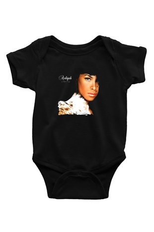 Aaliyah Baskılı Unisex Siyah Bebek Body - Zıbın