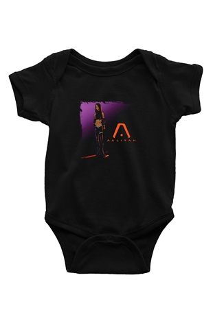 Aaliyah Baskılı Unisex Siyah Bebek Body - Zıbın