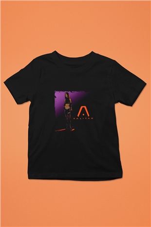 Aaliyah Baskılı Unisex Siyah Çocuk Tişört