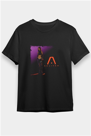 Aaliyah Baskılı Unisex Siyah Tişört