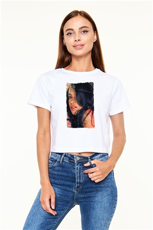 Aaliyah Beyaz  Crop Top Tişört
