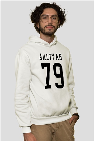 Aaliyah Beyaz Unisex Kapşonlu Sweatshirt