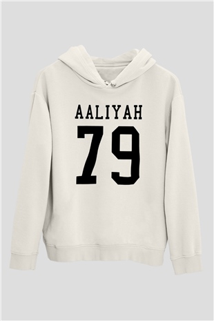 Aaliyah Beyaz Unisex Kapşonlu Sweatshirt