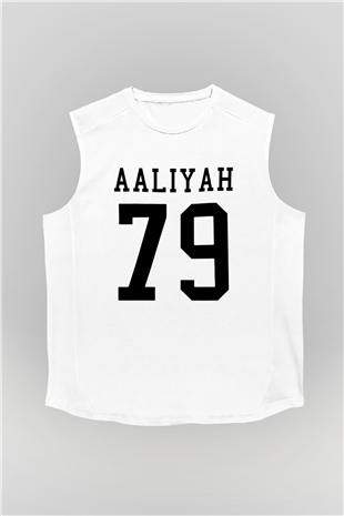 Aaliyah Beyaz Unisex Kolsuz Tişört