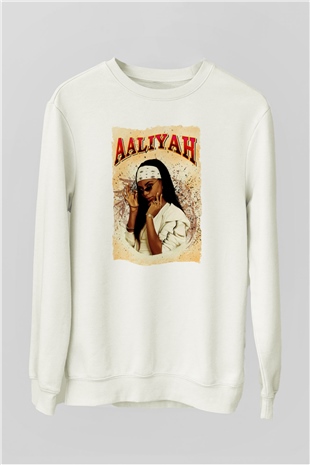 Aaliyah Beyaz Unisex Sweatshirt