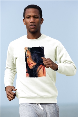 Aaliyah Beyaz Unisex Sweatshirt
