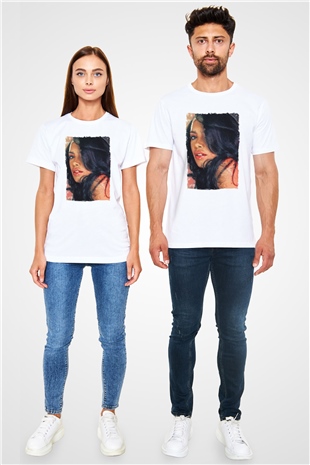 Aaliyah Beyaz Unisex Tişört T-Shirt - TişörtFabrikası