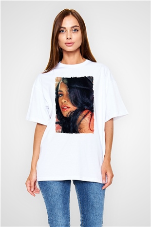 Aaliyah Beyaz Oversize Tişört Oversize T-shirt - TişörtFabrikası
