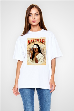 Aaliyah Beyaz Oversize Tişört Oversize T-shirt - TişörtFabrikası