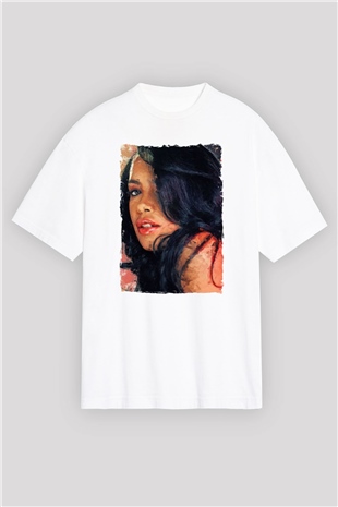 Aaliyah Beyaz Oversize Tişört Oversize T-shirt - TişörtFabrikası