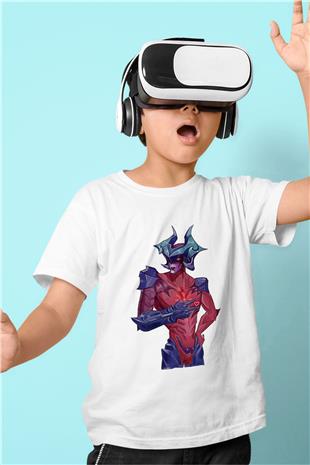 Aatrox James Baskılı Beyaz Unisex Beyaz Çocuk Tişört - Tshirt