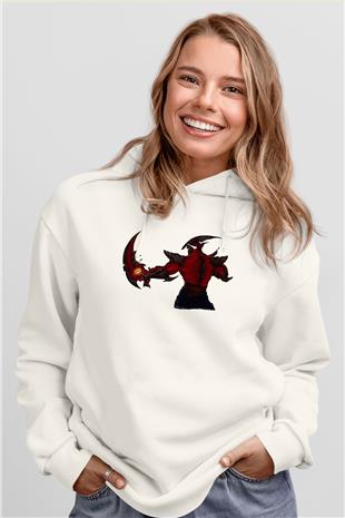 Aatrox James Baskılı Beyaz Unisex Kapüşonlu Sweatshirt