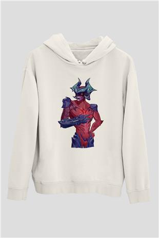Aatrox James Baskılı Beyaz Unisex Kapüşonlu Sweatshirt