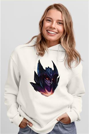 Aatrox James Baskılı Beyaz Unisex Kapüşonlu Sweatshirt