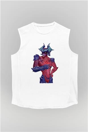 Aatrox James Baskılı Beyaz Unisex Kolsuz Tişört - Tshirt