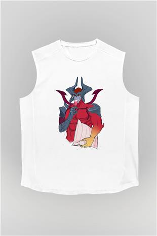 Aatrox James Baskılı Beyaz Unisex Kolsuz Tişört - Tshirt