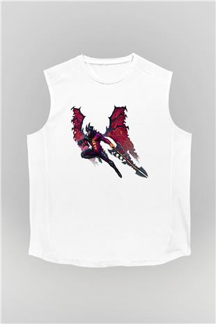 Aatrox James Baskılı Beyaz Unisex Kolsuz Tişört - Tshirt