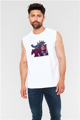 Aatrox James Baskılı Beyaz Unisex Kolsuz Tişört - Tshirt