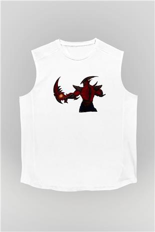 Aatrox James Baskılı Beyaz Unisex Kolsuz Tişört - Tshirt