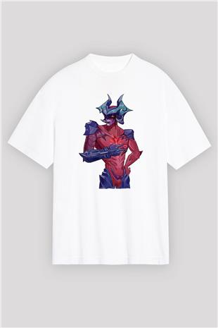 Aatrox James Baskılı Beyaz Unisex Oversize Tişört - Tshirt