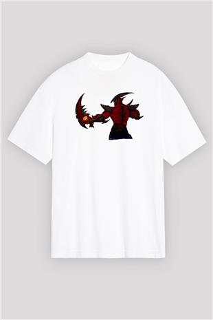 Aatrox James Baskılı Beyaz Unisex Oversize Tişört - Tshirt